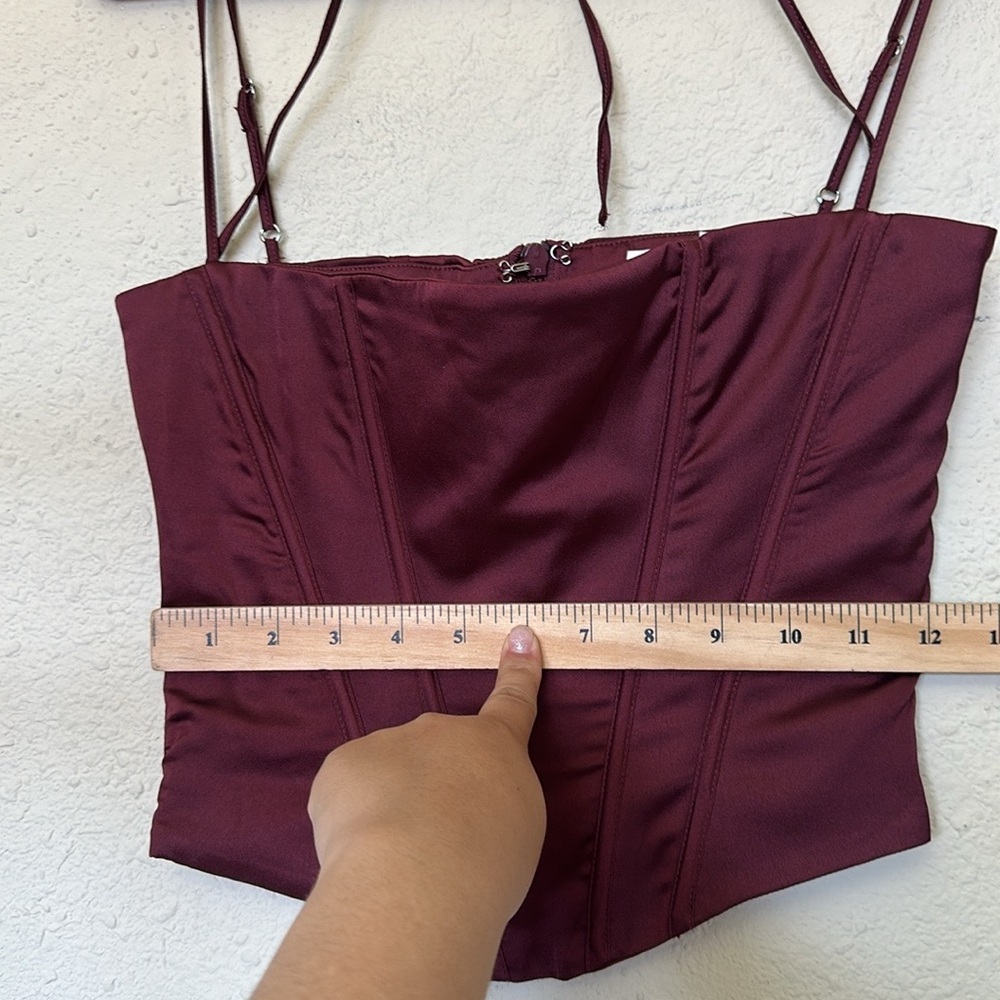 HOUSE OF‎ CB 'Chantelle' Wine Satin Corset NWOT size XS - Picture 6 of 11